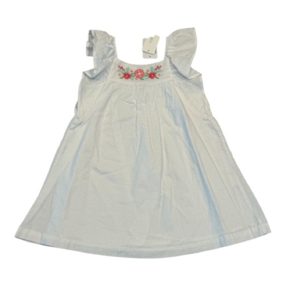 Curious by Peek White Dress with Floral Embroidery